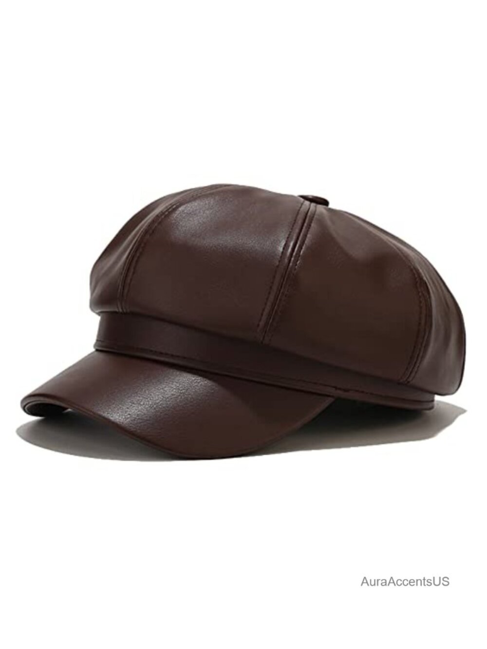 Womens PU Leather Newsboy Cap Paperboy Newsie Cap Adjustable One Size